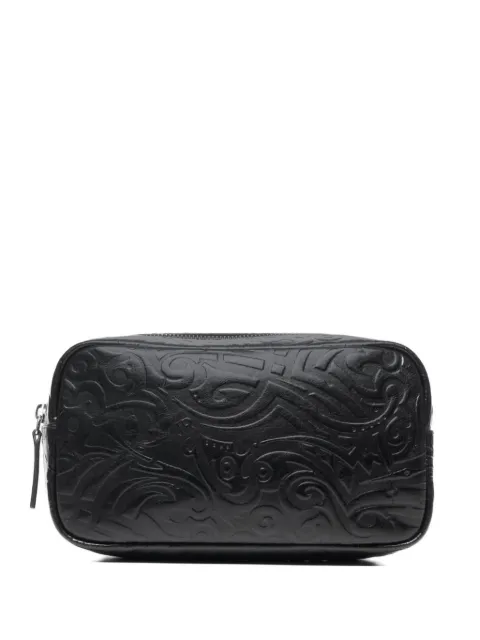 John Richmond embossed-pattern clutch bag Black RMP26178BO