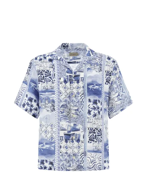 Paul & Shark printed linen shirt Blue 26413189