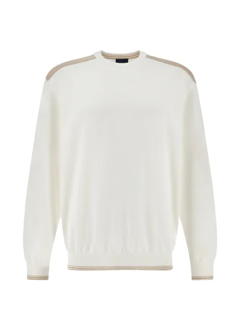 Paul & Shark crew-neck panelled sweater White 26411530108