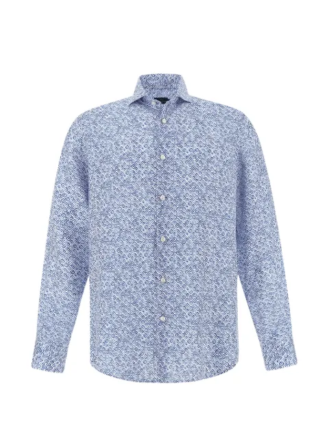 Paul & Shark geometric watercolour linen shirt Blue 26413098CF