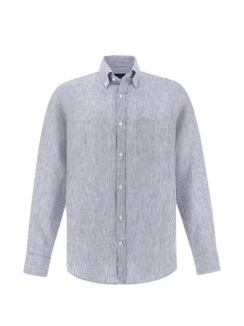 Paul & Shark striped-pattern linen shirt Blue 26413158