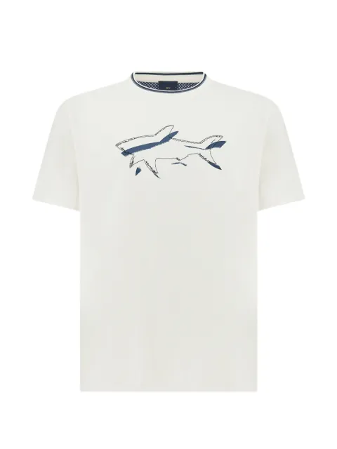 Paul & Shark Shark-print cotton jersey T-shirt White 26411059108