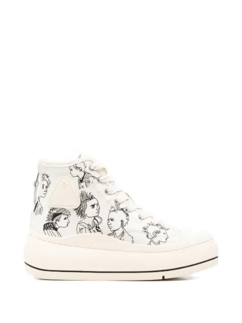 R13 Kurt illustration hi-top sneakers White R13S5029