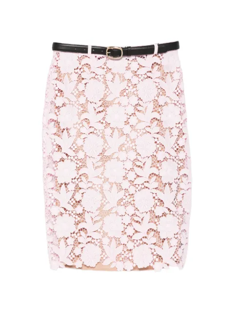 Self-Portrait floral-lace belted midi skirt Pink SS26182MSKP