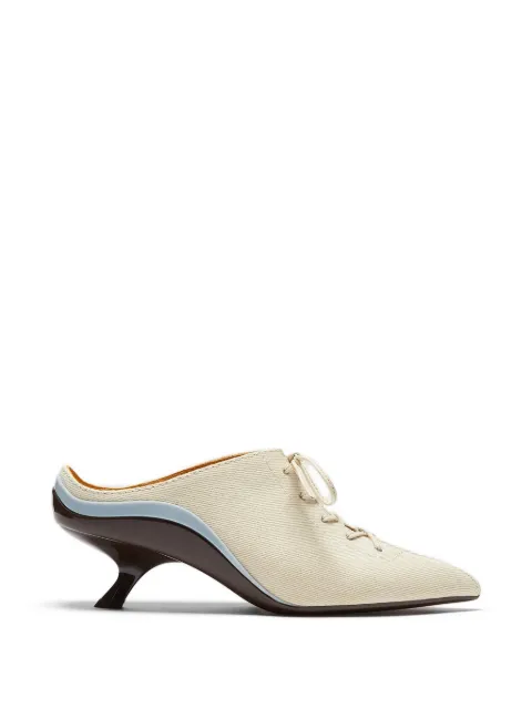 LILI CURIA Victoria kitten heel lace-up mules Neutrals LC33606811