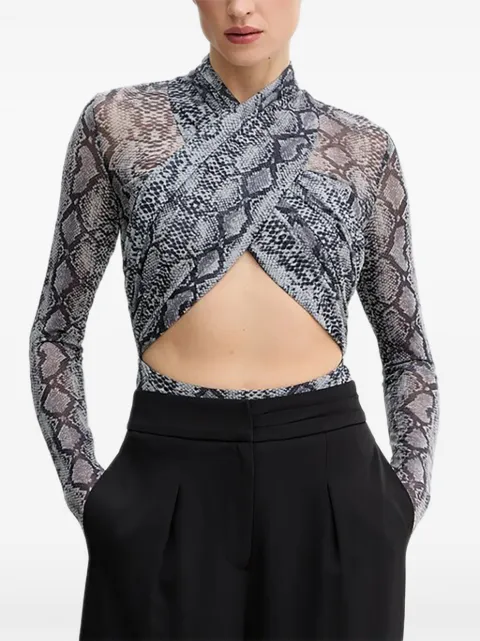 Bardot snake-print long-sleeves bodysuit Grey 60050TB1