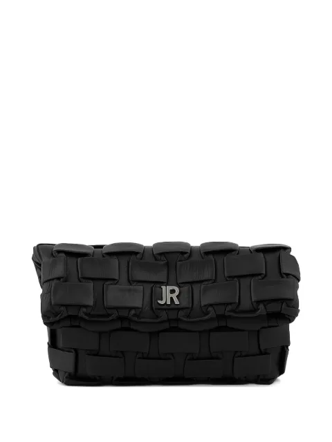 John Richmond woven-effect foldover clutch bag Black RWP26183BO