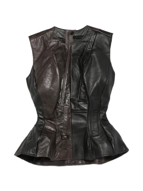 ALAINPAUL peplum leather top Brown S5WELTO01