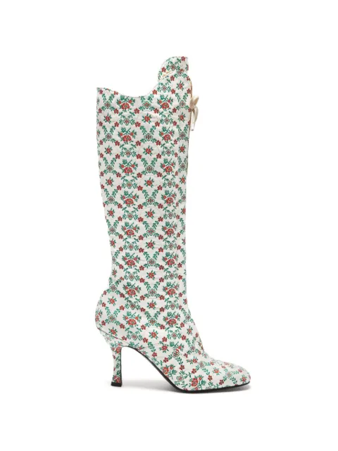 LILI CURIA Ida floral lace-up boots White LC320868TM