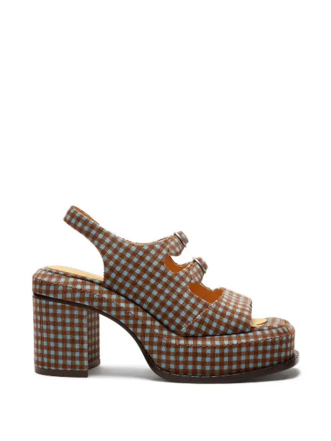 LILI CURIA Edie buckle gingham platform heels Brown LC3442684B