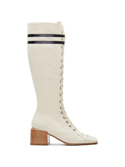 LILI CURIA Isadora striped lace-up boots Neutrals LC315869T1