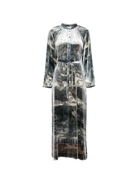Pierre-Louis Mascia Kanpur belted graphic-print midi dress Blue KANPURSVAB12238513591101