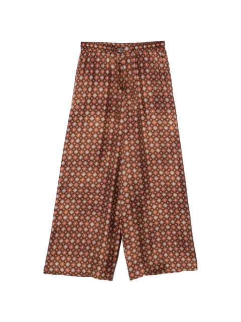 Pierre-Louis Mascia geometric-print silk trousers Brown ALOESPT11094142061101BROWN