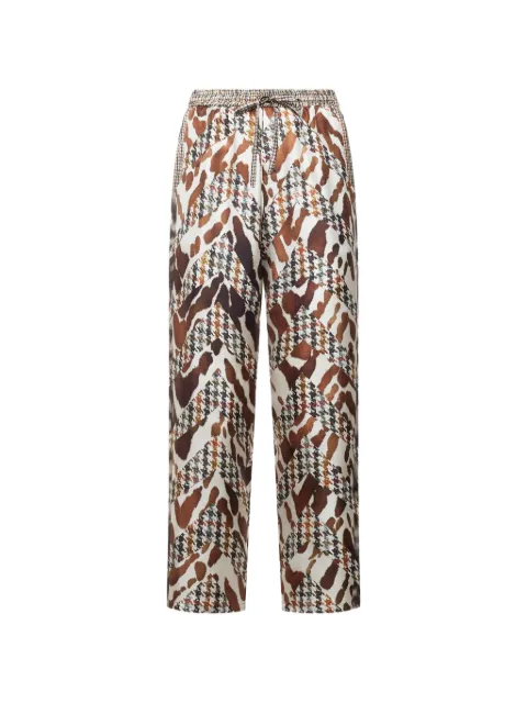 Pierre-Louis Mascia houndstooth animal-print silk trousers Neutrals ALOES10959516272MULTICOLOR