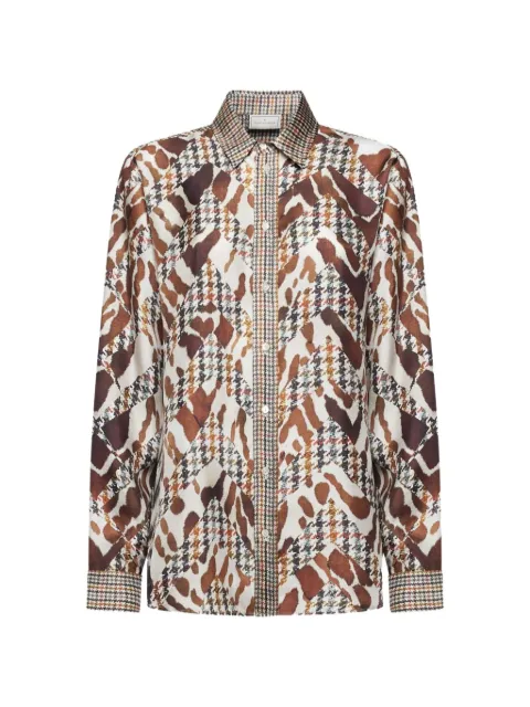 Pierre-Louis Mascia houndstooth animal-print shirt Neutrals ALOES12451516222MULTICOLOR