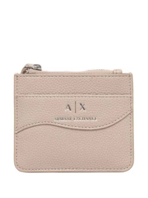 Armani Exchange logo-plaque pebbled-effect cardholder Neutrals 948539CC783