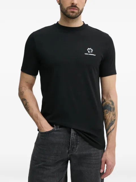 Karl Lagerfeld logo-print floral-motif T-shirt Black 755043552235