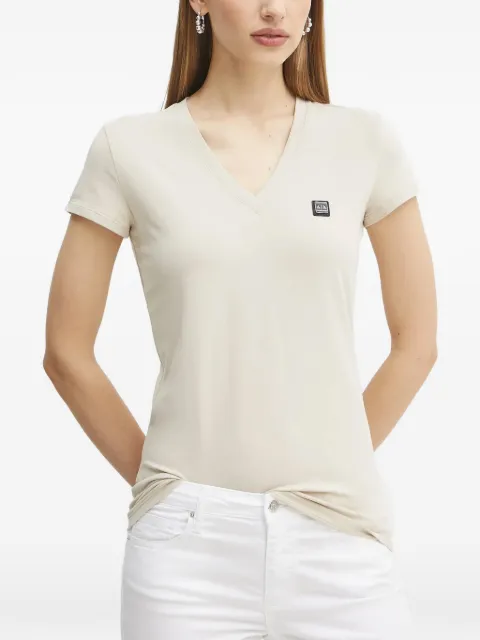 Armani Exchange V-neck logo patch T-shirt Neutrals XW000105AF11929