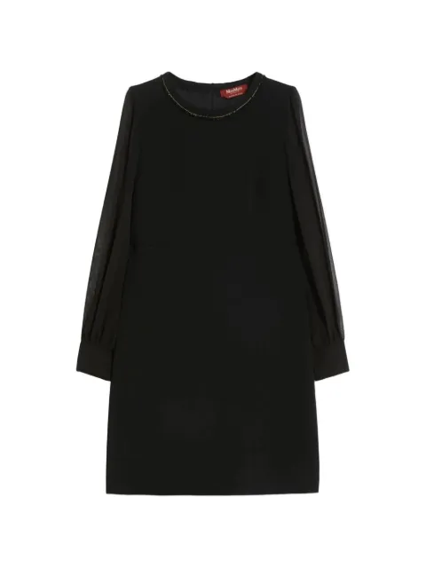 Max Mara Volto beaded-neck sheer-sleeve dress Black MSTVOLTO6221066506001