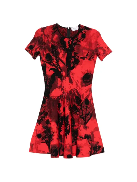 Alexander McQueen crew-neck flared-hem mini dress Red 870367Q1BG4