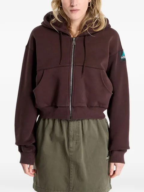 adidas zipped cropped hoodie Brown KC6549