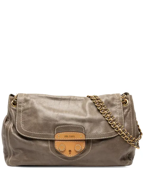Prada Pre-Owned 2000-2013 Vitello Shine Push Lock Flap shoulder bag Brown ZB5X6Z1ZOS5DL0ON