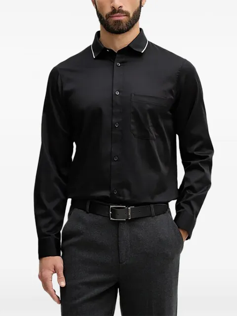 Armani Exchange chest-pocket contrast-collar shirt Black XM001819AF10192
