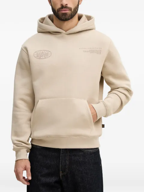 Alpha Industries world logo pouch-pocket hoodie Neutrals 258337