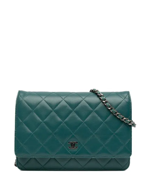 CHANEL Pre-Owned 2011 CC Quilted Lambskin Wallet On Chain crossbody bag Blue 48WMJ8511JDF5KKE