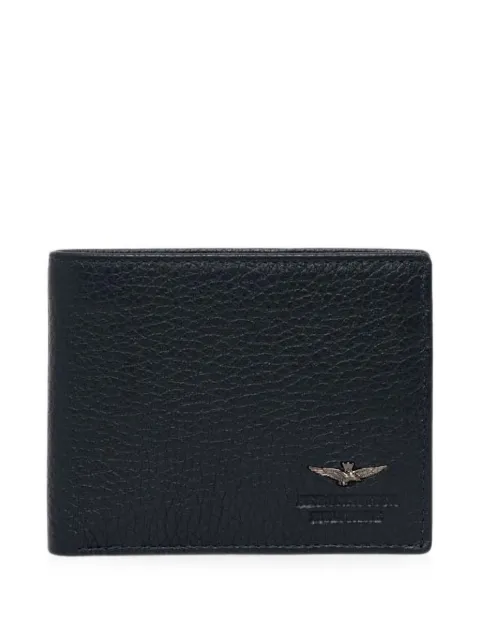 Aeronautica Militare logo-plaque pebbled-leather wallet Blue AM182
