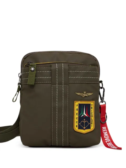 Aeronautica Militare Frecce Tricolori appliqué-detail messenger bag Green AM340