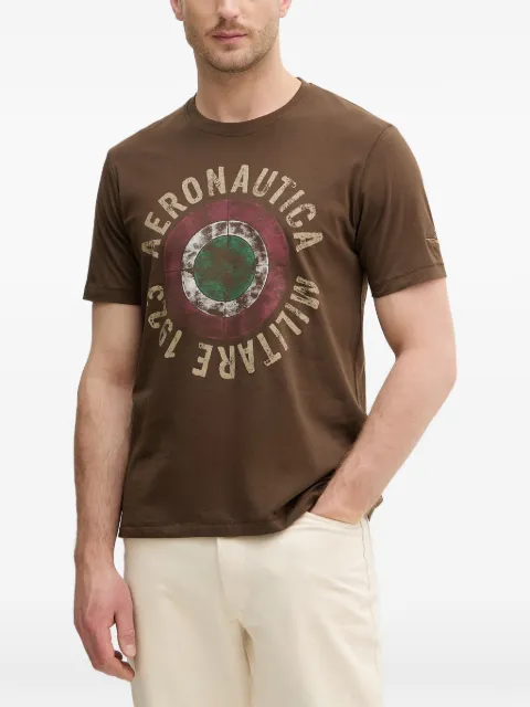 Aeronautica Militare graphic-print cotton T-shirt Brown TS2538UJ00727