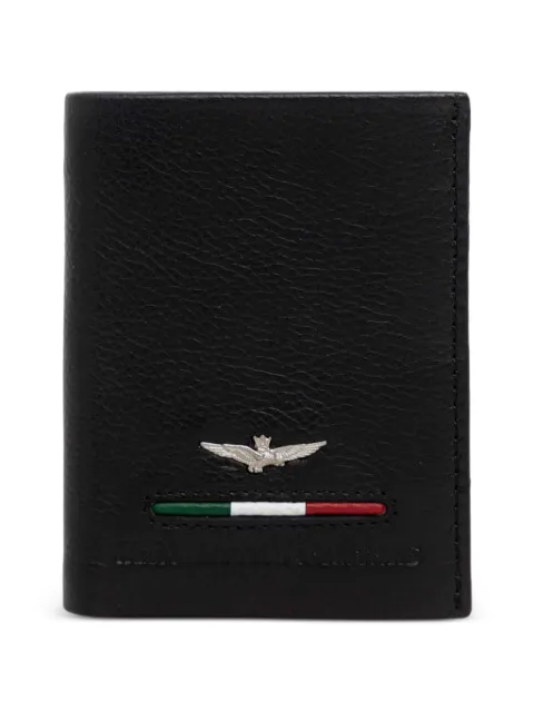 Aeronautica Militare logo-plaque bifold wallet Black AM154