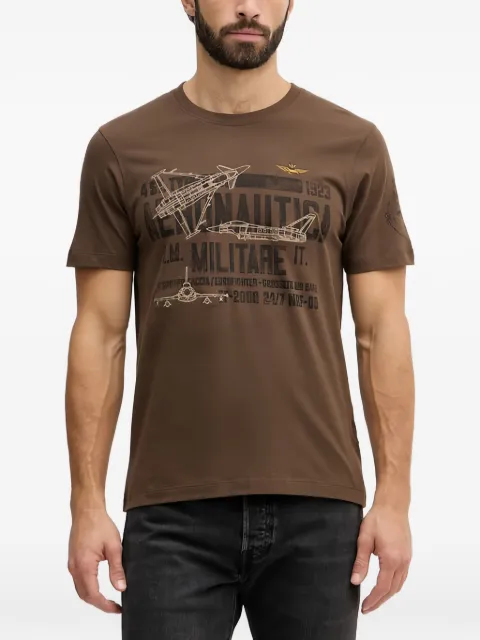 Aeronautica Militare chest print T-shirt Brown TS2535UJ00641