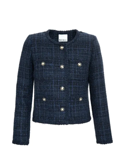 WEILL PARIS braided-trim tweed jacket Blue 141020