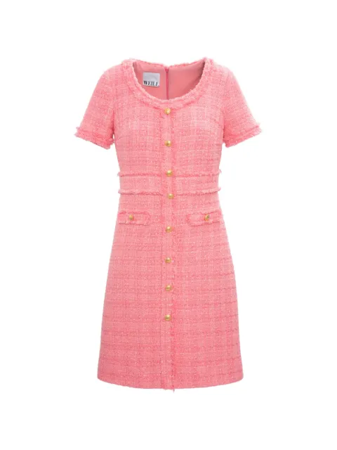 WEILL PARIS fringed tweed dress Pink 1450132051E