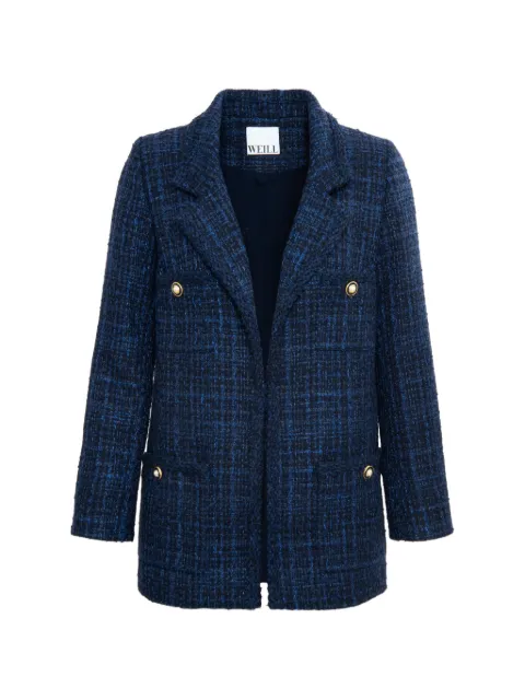 WEILL PARIS tweed trim-detail blazer Blue 141021
