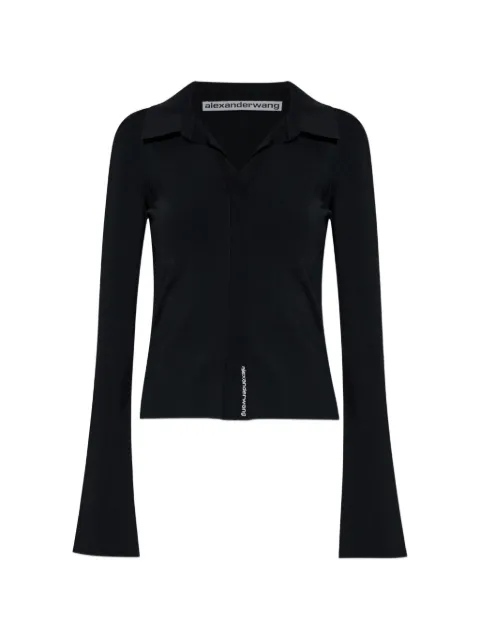 Alexander Wang long-sleeve polo-collar blouse Black 1KC2261047001