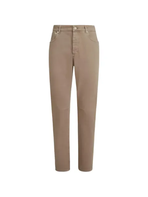 Brunello Cucinelli Iconic Fit embroidered-logo trousers Neutrals M237PO1090C7502
