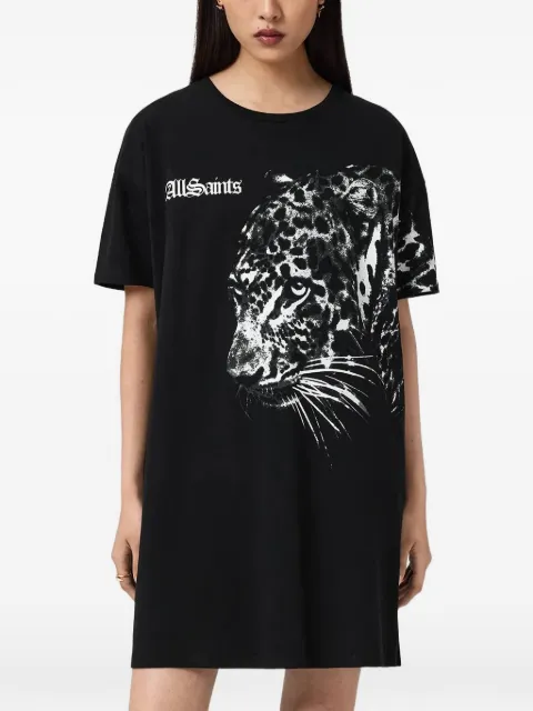 AllSaints leopard-print T-shirt dress Black W053DE