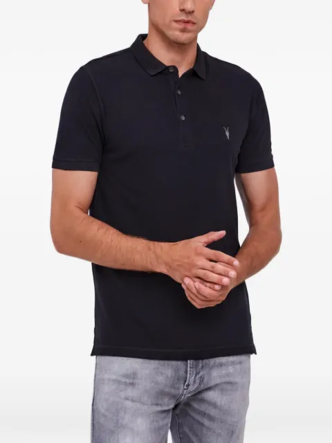 AllSaints embroidered Ramskull polo shirt Black MD051H