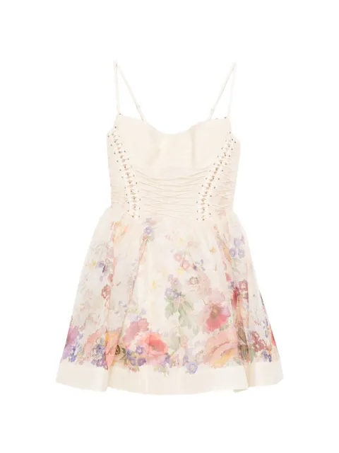 ZIMMERMANN floral corset mini dress Neutrals 6913DS262
