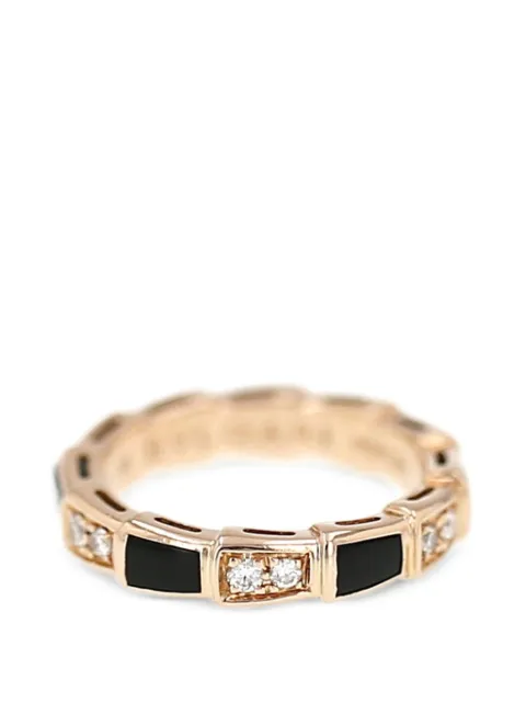 Bvlgari Pre-Owned diamond onyx pink gold serpenti viper ring Pink 428254