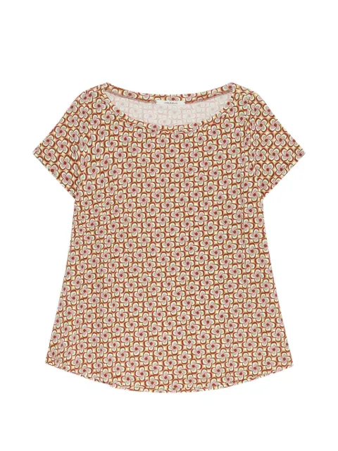 MALIPARMI boat neck geometric print T-shirt Brown JK028170675A4157