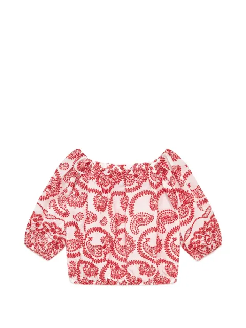 MALIPARMI off-shoulder paisley broderie top Red JM557715218B3037