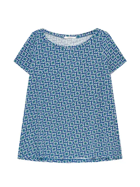 MALIPARMI geometric print boat neck T-shirt Blue JK028170675A8190