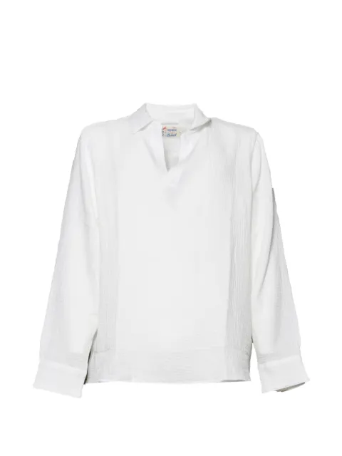 MC2 Saint Barth Ventotene crinkled long-sleeve polo shirt White VNT000108039L01H