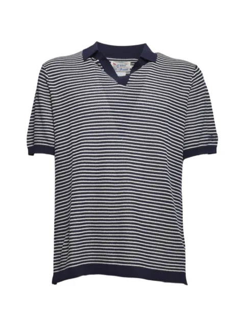 MC2 Saint Barth striped open-collar T-shirt Blue SLO001