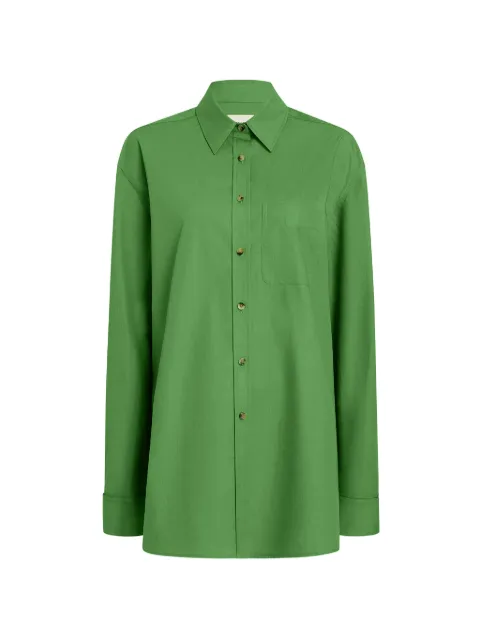 KHAITE front pocket long-sleeve shirt Green 2468195402