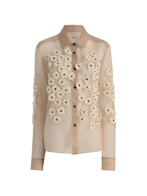 KHAITE Argo floral-embellished shirt Neutrals 2477343681